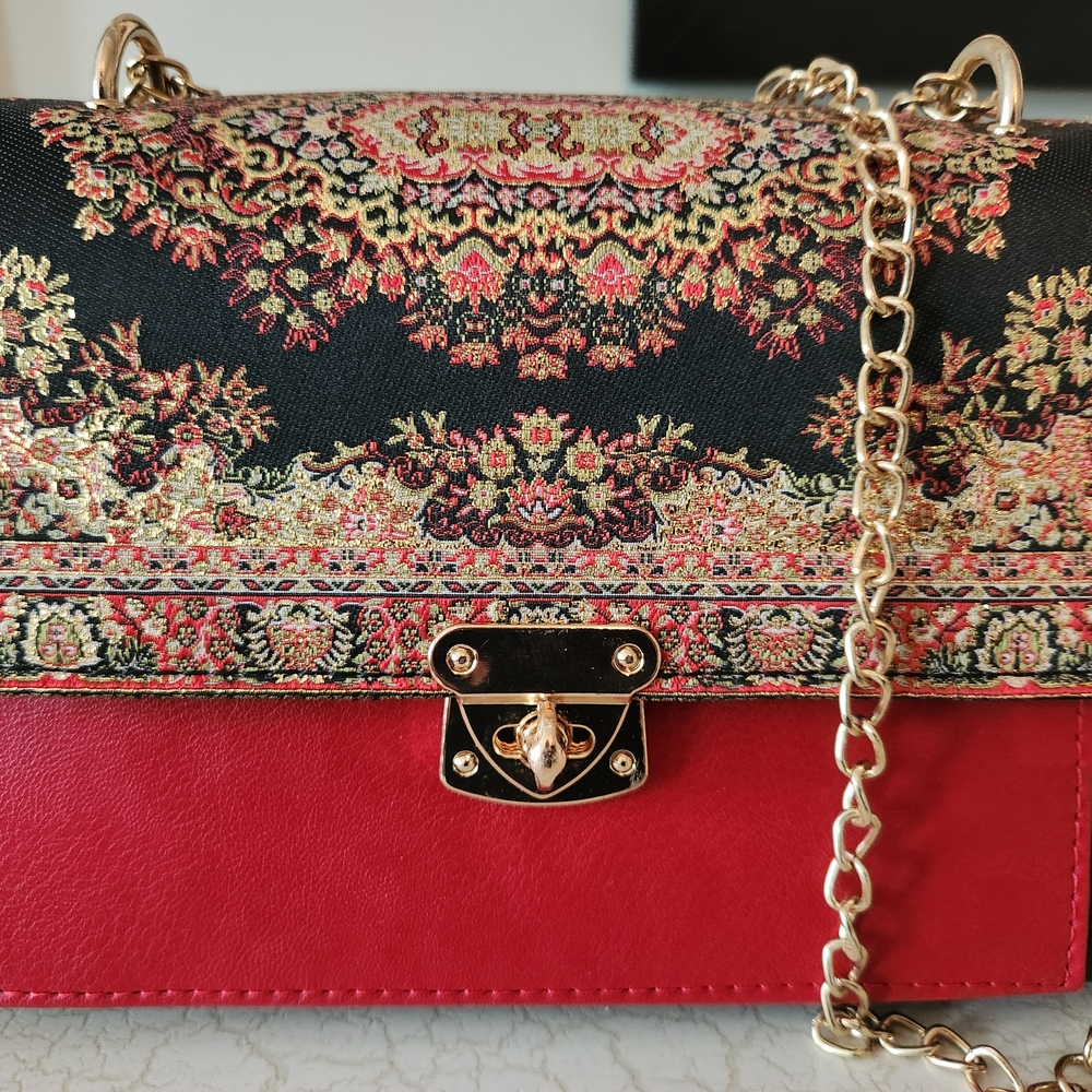 Elegant Red and Black Women's Bag